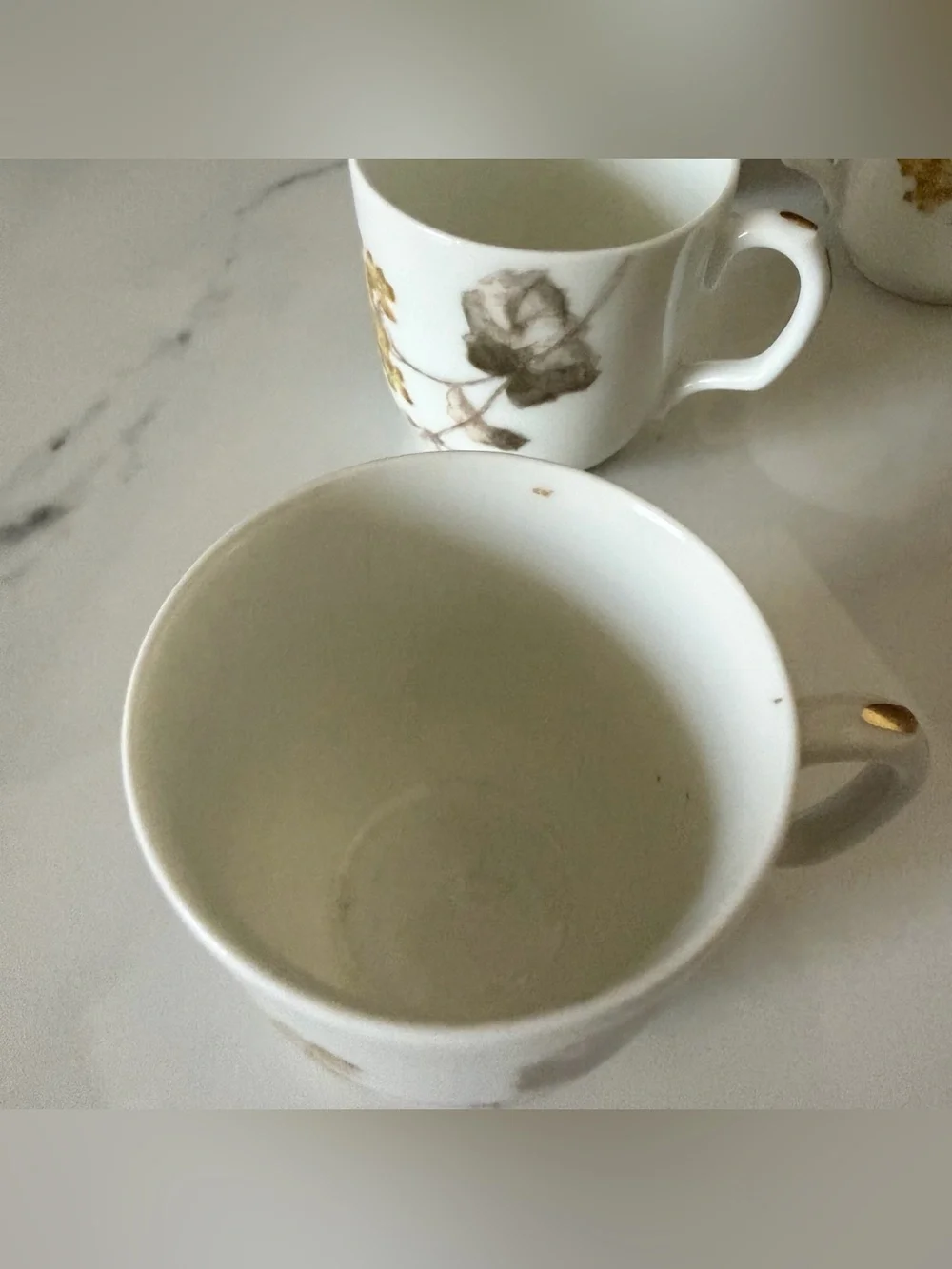 SET of 7 Espresso Demitasse Cup & Saucers - Yellow Floral - Haviland Limoges